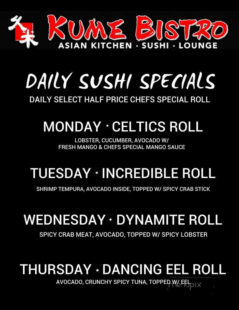 Kume Bistro - Newmarket, NH menu_pic