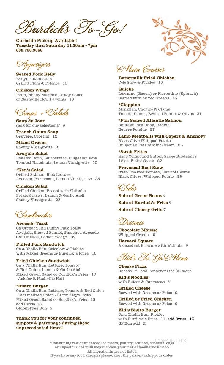 Burdicks - Walpole, NH menu_pic
