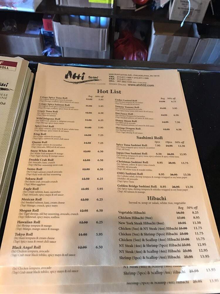Ahi Sushi - Philadelphia, PA menu_pic