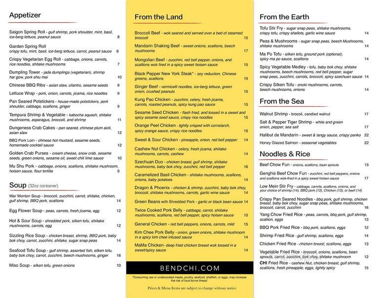 CHI Chinese and Sushi Bar - Bend, OR menu_pic