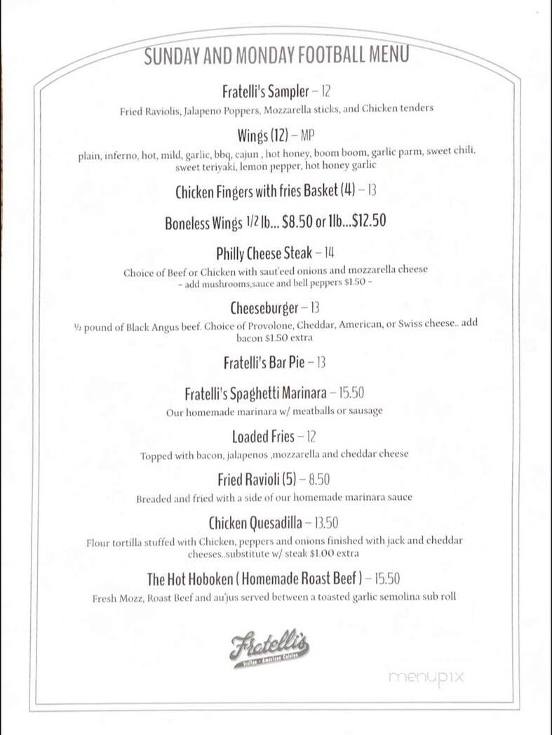 Fratelli's Towne Tavern - New Cumberland, PA menu_pic