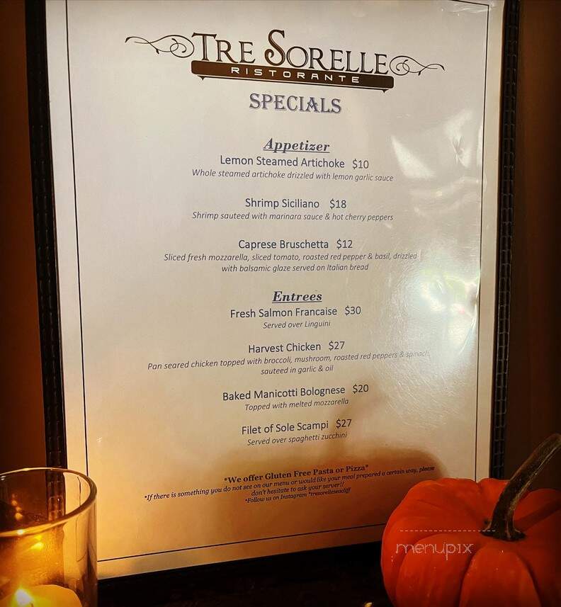 Tre Sorelle Ristorante - Sea Cliff, NY menu_pic