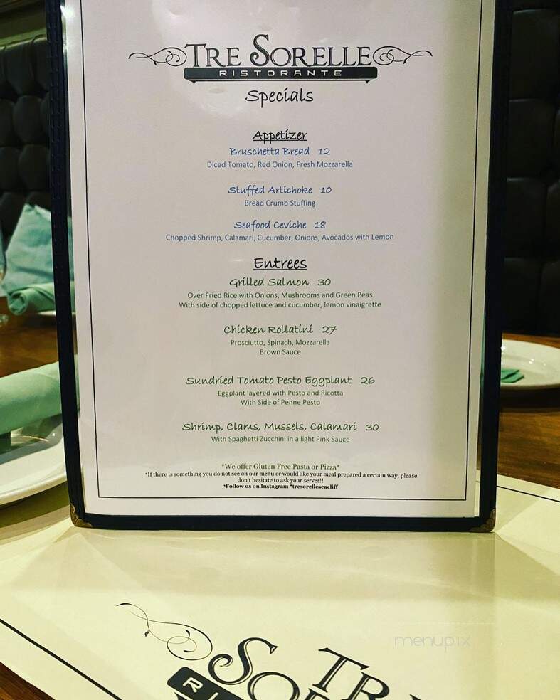 Tre Sorelle Ristorante - Sea Cliff, NY menu_pic