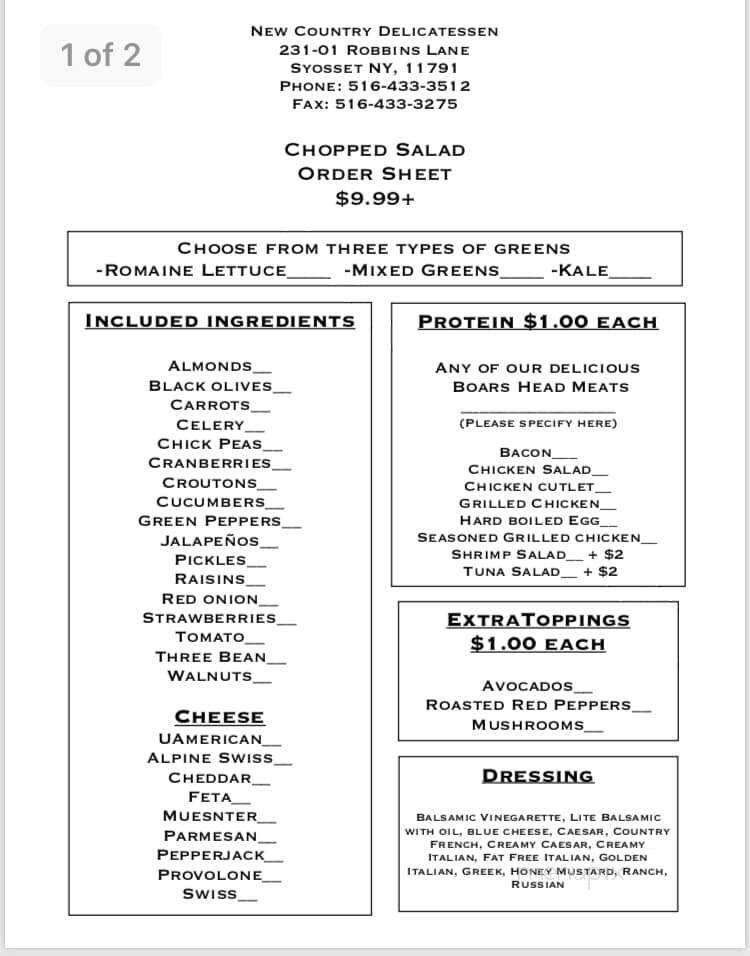 New Country Deli - Syosset, NY menu_pic
