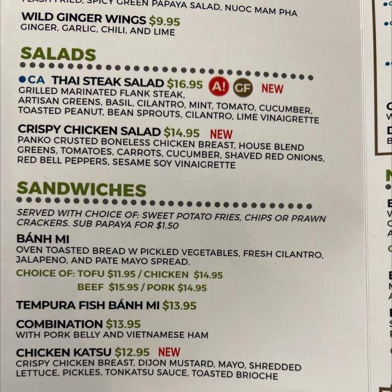 Wild Ginger - Asheville, NC menu_pic