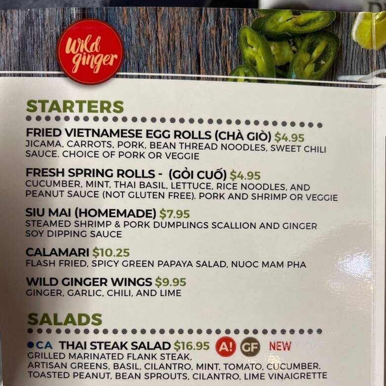 Wild Ginger - Asheville, NC menu_pic