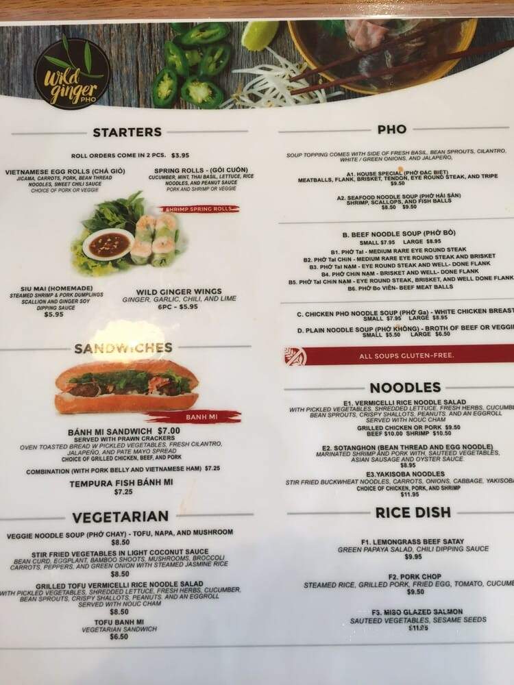 Wild Ginger - Asheville, NC menu_pic