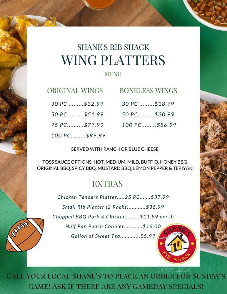 Shane's Rib Shack - Gastonia, NC menu_pic