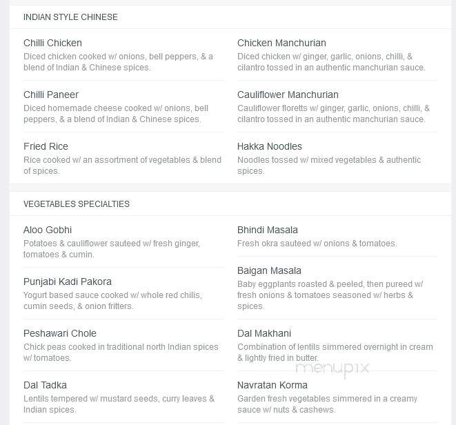 Ashiana - Norcross, GA menu_pic