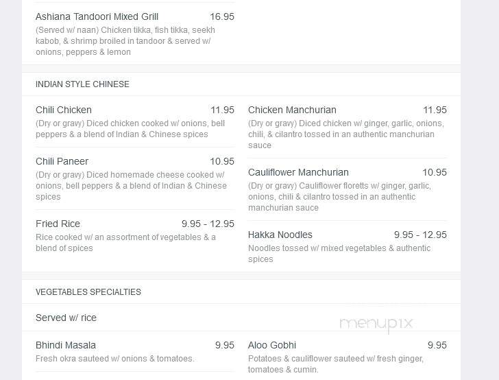 Ashiana - Norcross, GA menu_pic