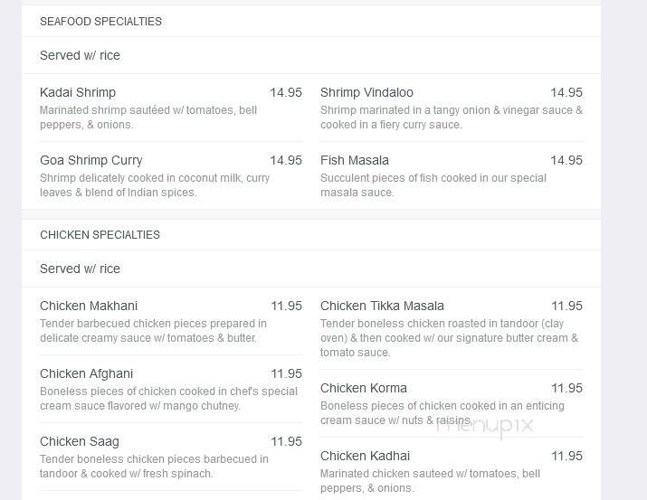 Ashiana - Norcross, GA menu_pic