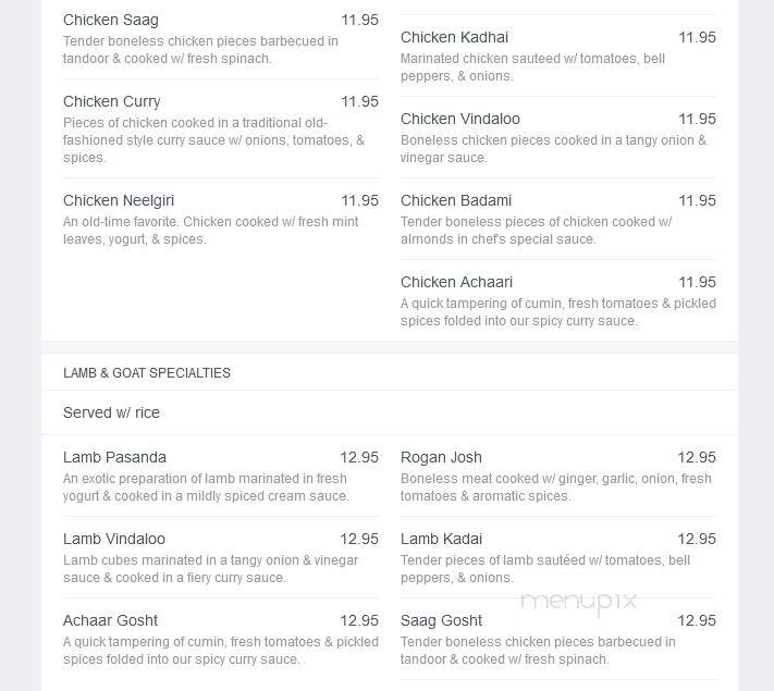 Ashiana - Norcross, GA menu_pic