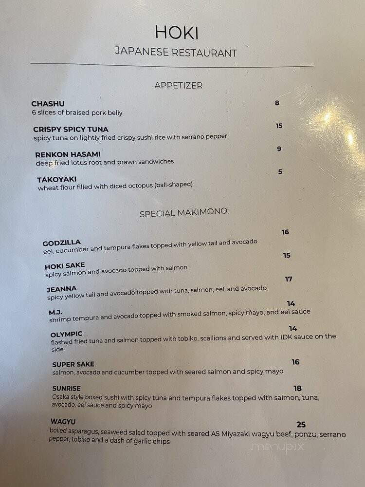 Hoki Japanese Restaurant - Atlanta, GA menu_pic