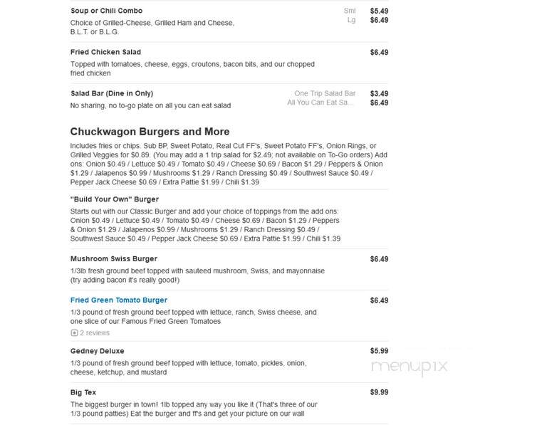 Gedney's Restaurant & Grill - Roanoke, AL menu_pic