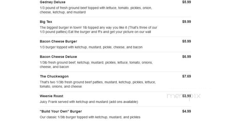 Gedney's Restaurant & Grill - Roanoke, AL menu_pic
