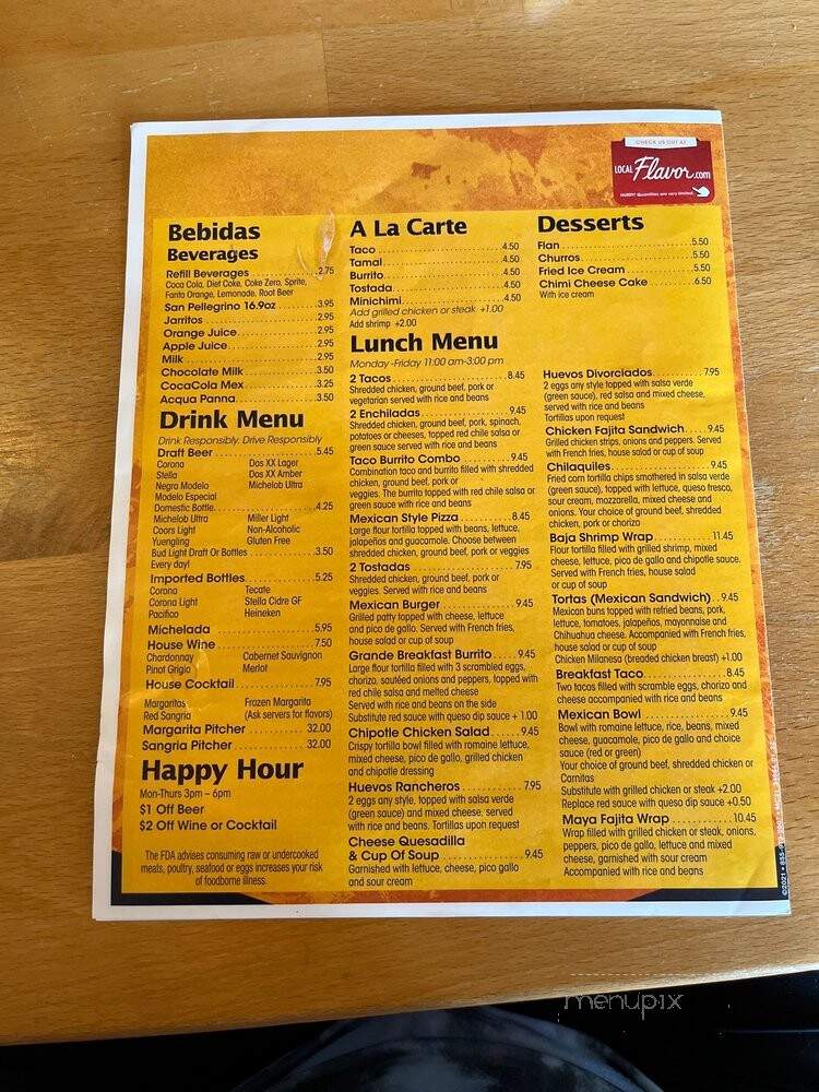 Casa Maya Mexican Restaurant - Lakewood Ranch, FL menu_pic