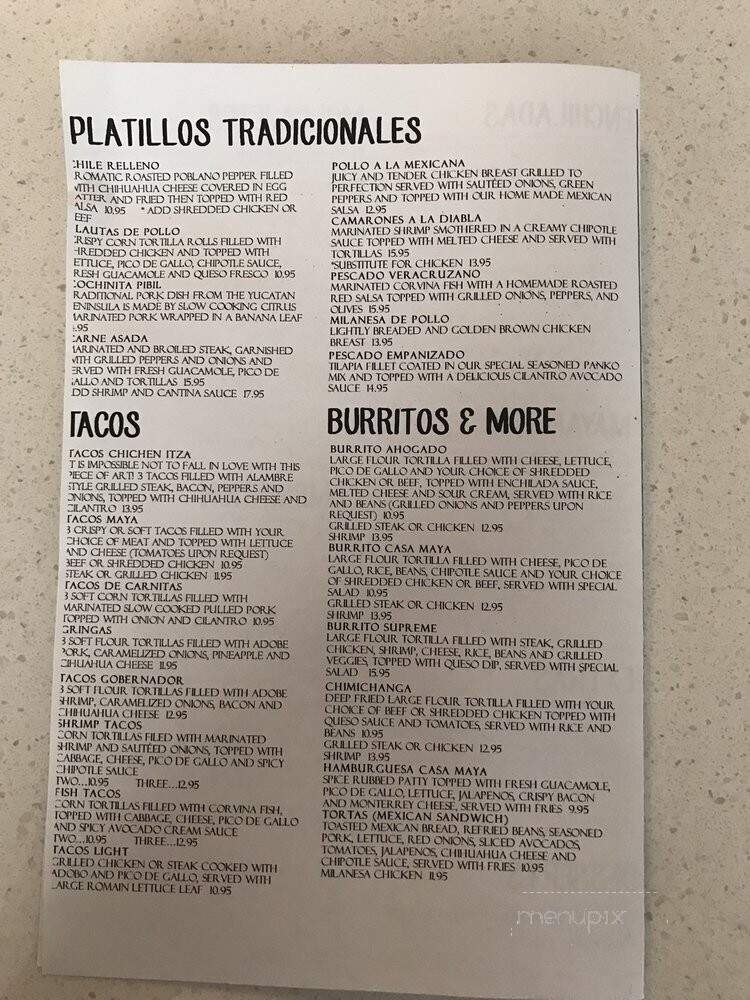 Casa Maya Mexican Restaurant - Lakewood Ranch, FL menu_pic