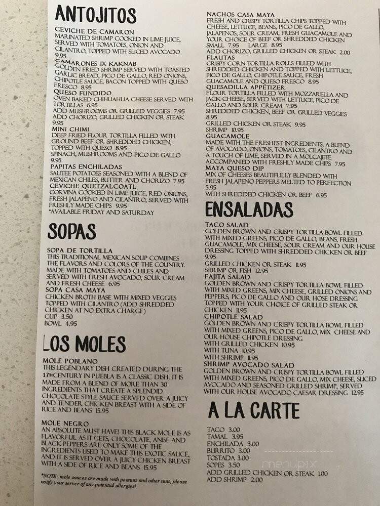 Casa Maya Mexican Restaurant - Lakewood Ranch, FL menu_pic
