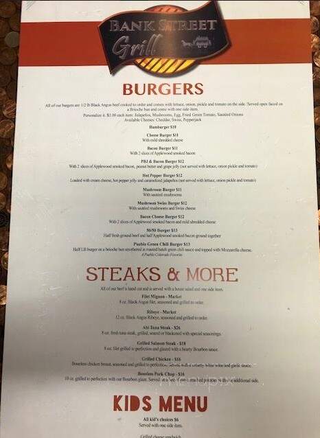 Bank Street Grill - Decatur, AL menu_pic