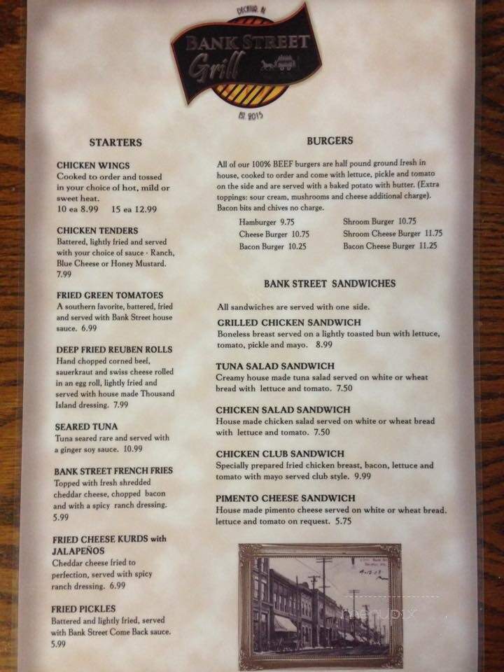 Bank Street Grill - Decatur, AL menu_pic