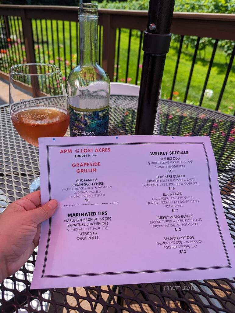Lost Acres Vineyard - Granby, CT menu_pic