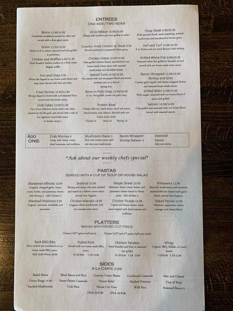 Maple Street Grill of Eagleville - Eagleville, TN menu_pic