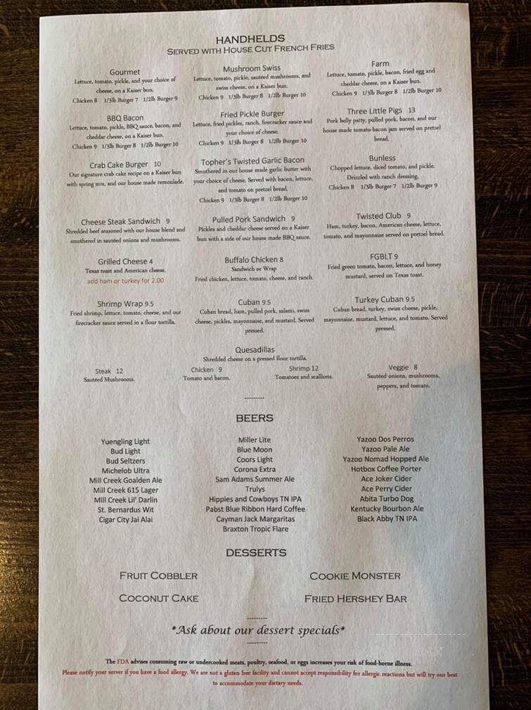 Maple Street Grill of Eagleville - Eagleville, TN menu_pic