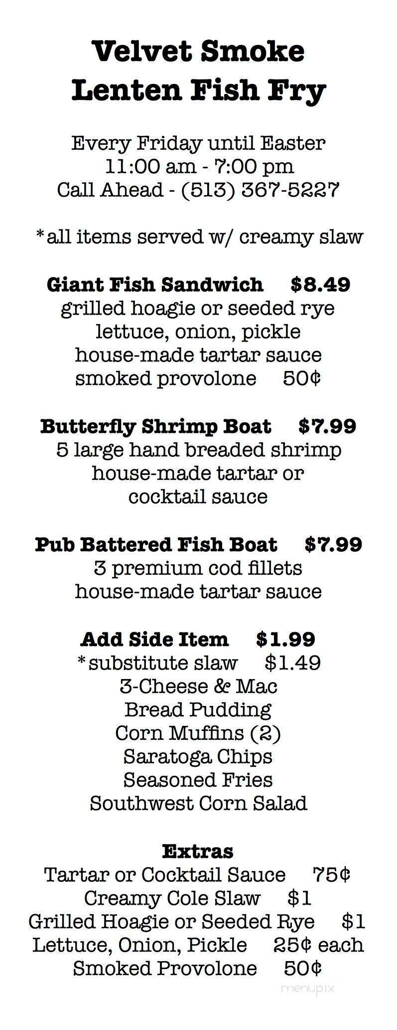 Velvet Smoke BBQ - Harrison, OH menu_pic
