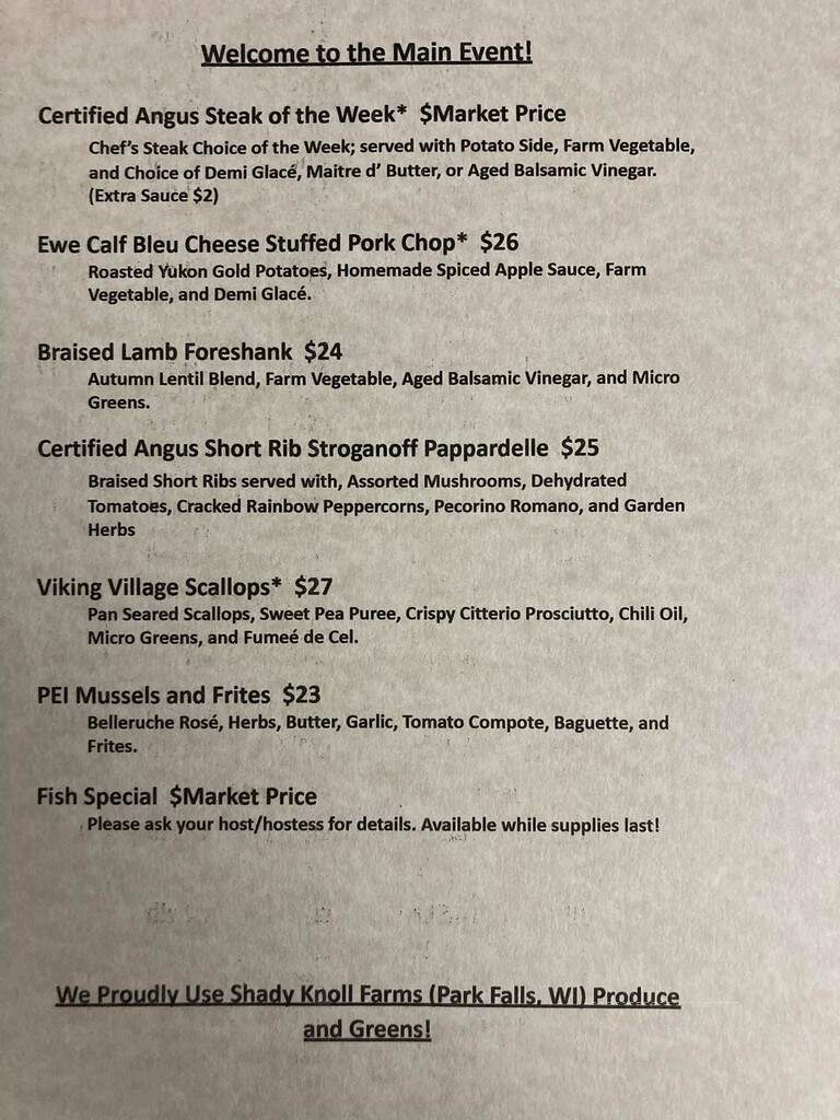Aurora Borealis Restaurant - Manitowish Waters, WI menu_pic