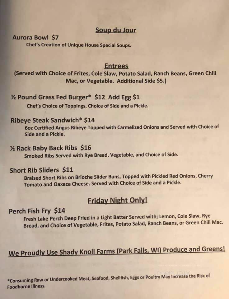 Aurora Borealis Restaurant - Manitowish Waters, WI menu_pic