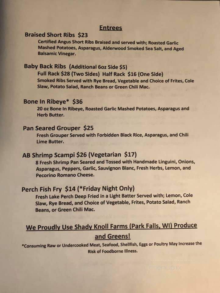 Aurora Borealis Restaurant - Manitowish Waters, WI menu_pic