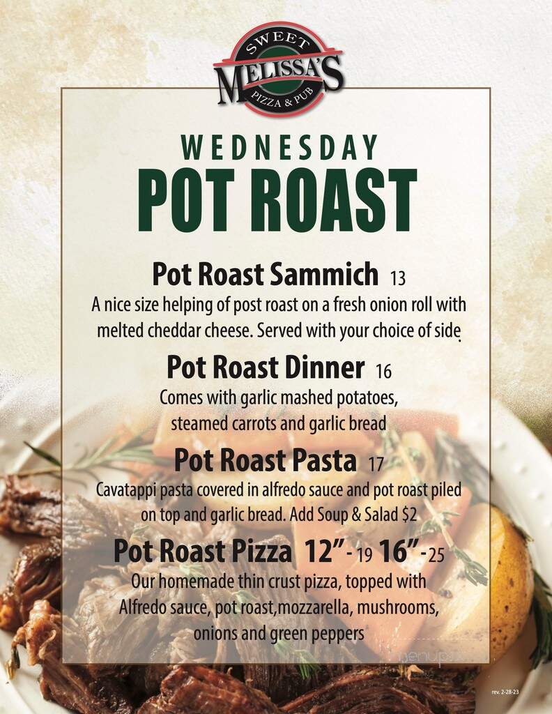 Sweet Melissa's Pizza & Pub - Lakemoor, IL menu_pic