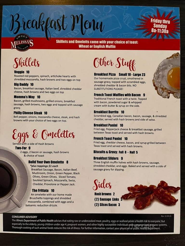 Sweet Melissa's Pizza & Pub - Lakemoor, IL menu_pic