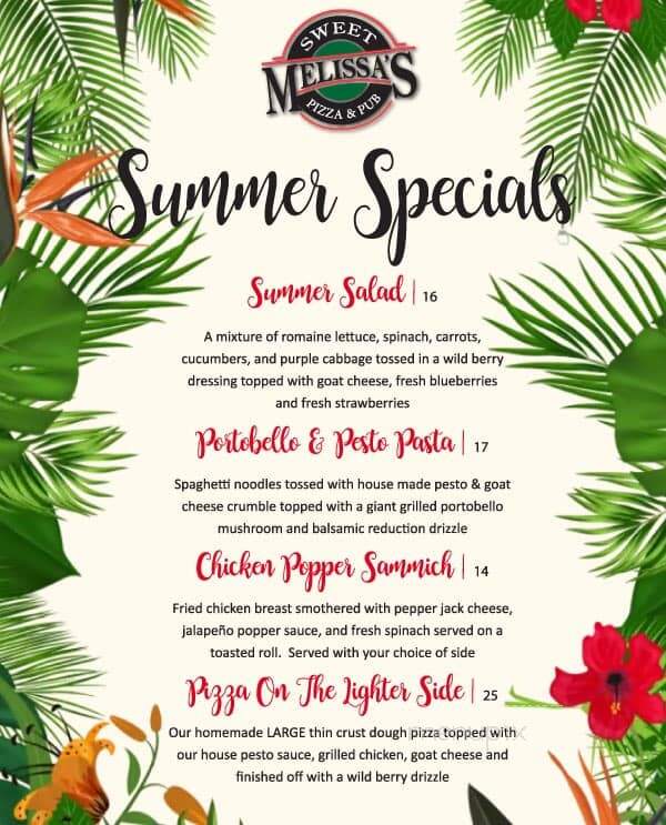 Sweet Melissa's Pizza & Pub - Lakemoor, IL menu_pic