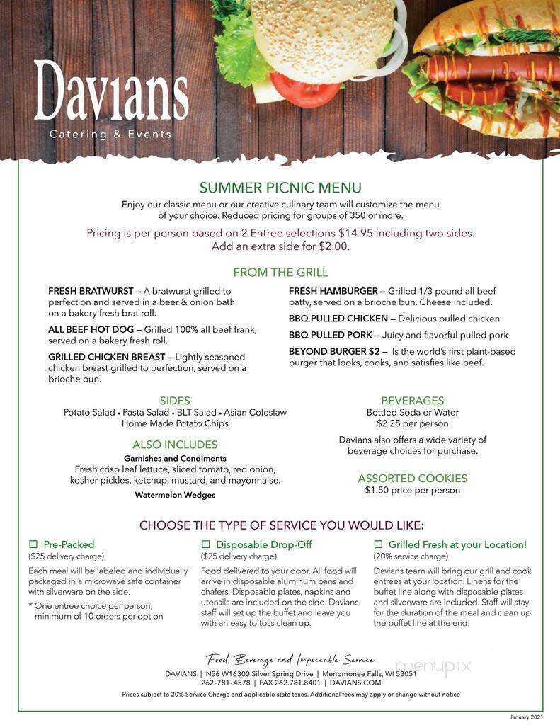 Davians - Milwaukee, WI menu_pic