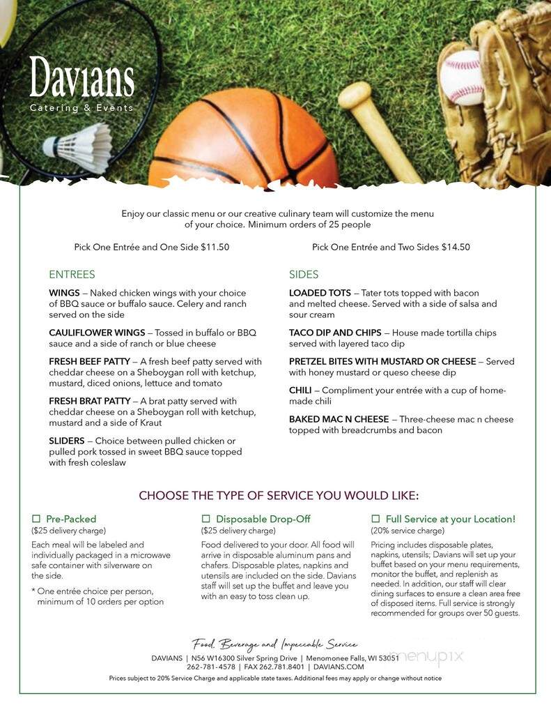 Davians - Milwaukee, WI menu_pic