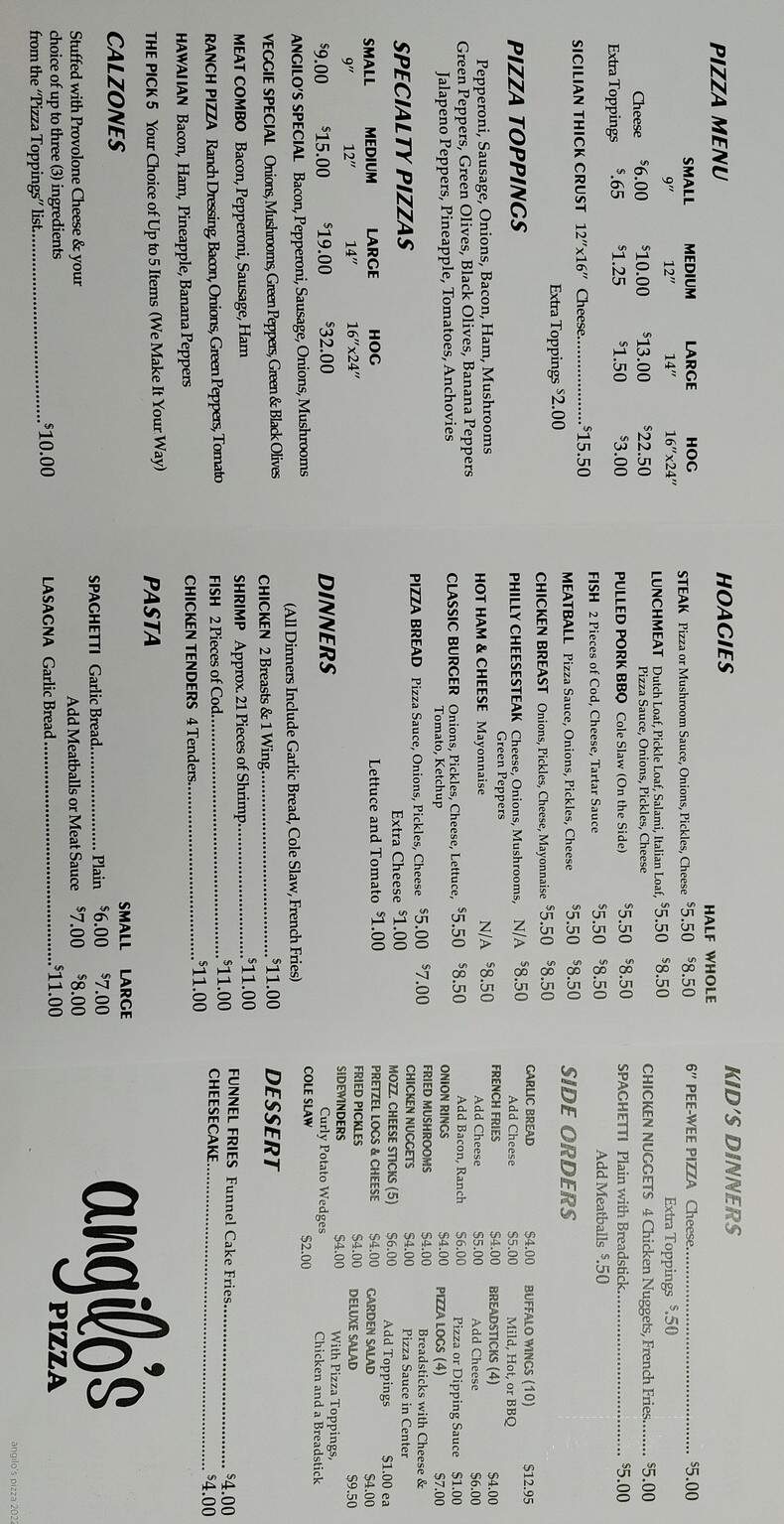 Angilo's Pizza - Milford, OH menu_pic