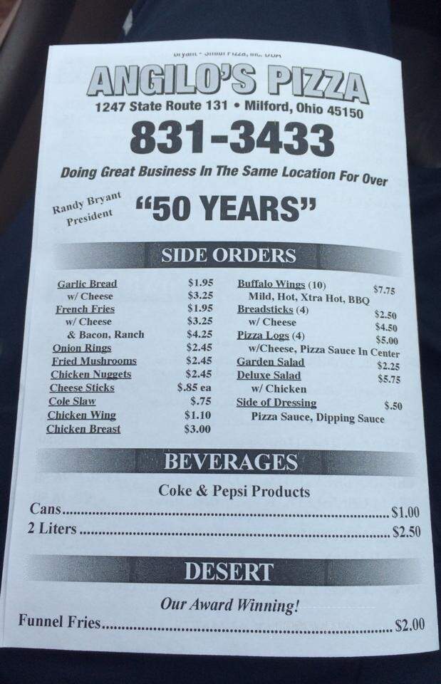 Angilo's Pizza - Milford, OH menu_pic