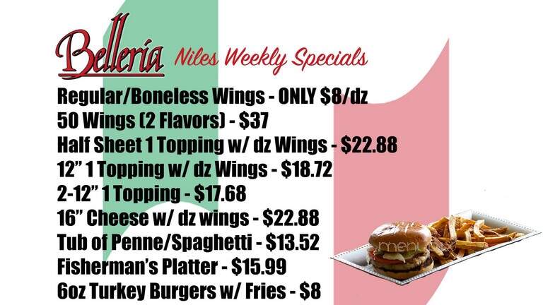 Belleria Pizza - Niles, OH menu_pic