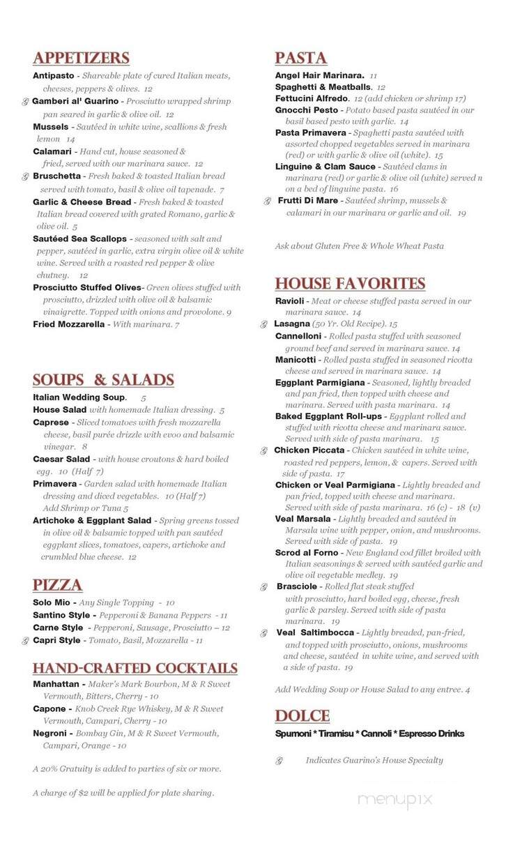 Guarino's Restaurant - Cleveland, OH menu_pic
