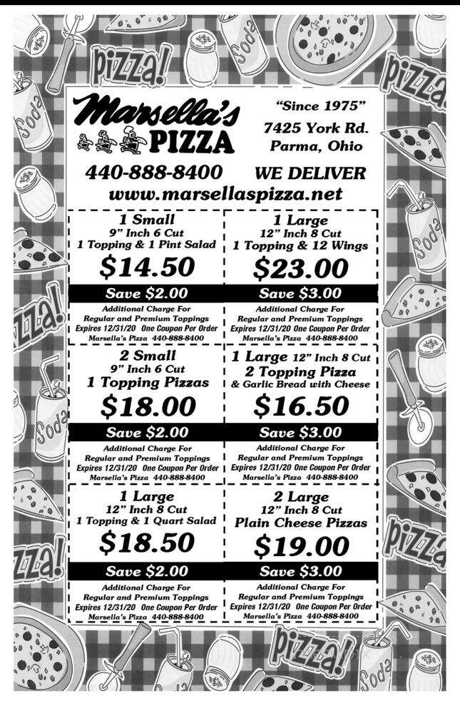 Marsella's Pizza - Cleveland, OH menu_pic