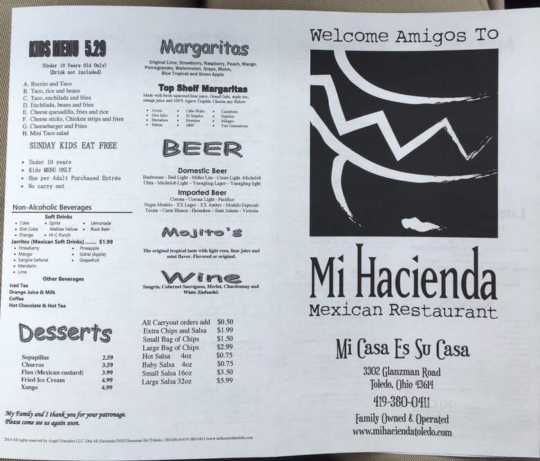 Mi Hacienda Ltd - Toledo, OH menu_pic