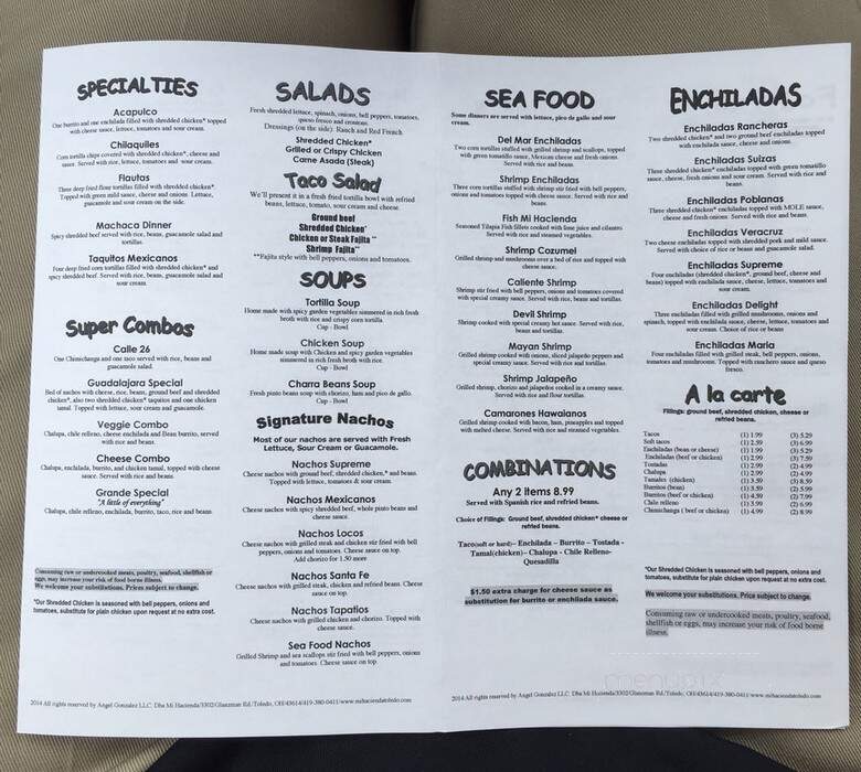 Mi Hacienda Ltd - Toledo, OH menu_pic