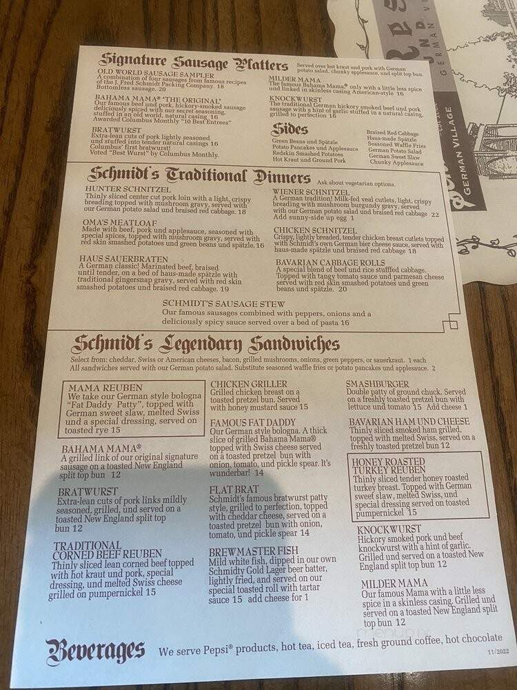 Schmidt's Sausage Haus - Columbus, OH menu_pic