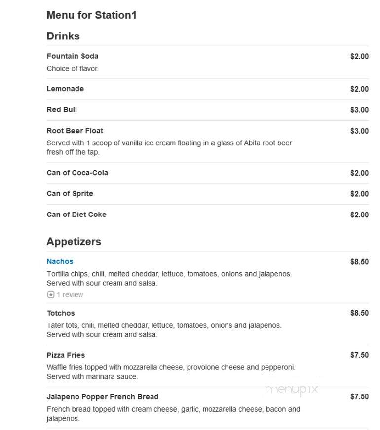 Station One Food & Spirits - Springfield, OH menu_pic