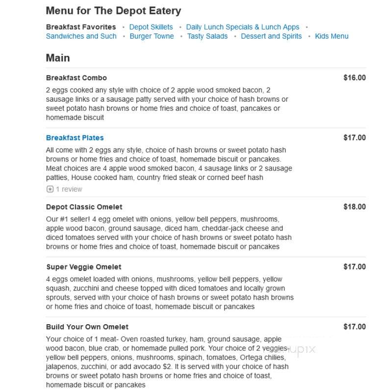 Buffalo Bills Train Depot Rstr - Grants Pass, OR menu_pic
