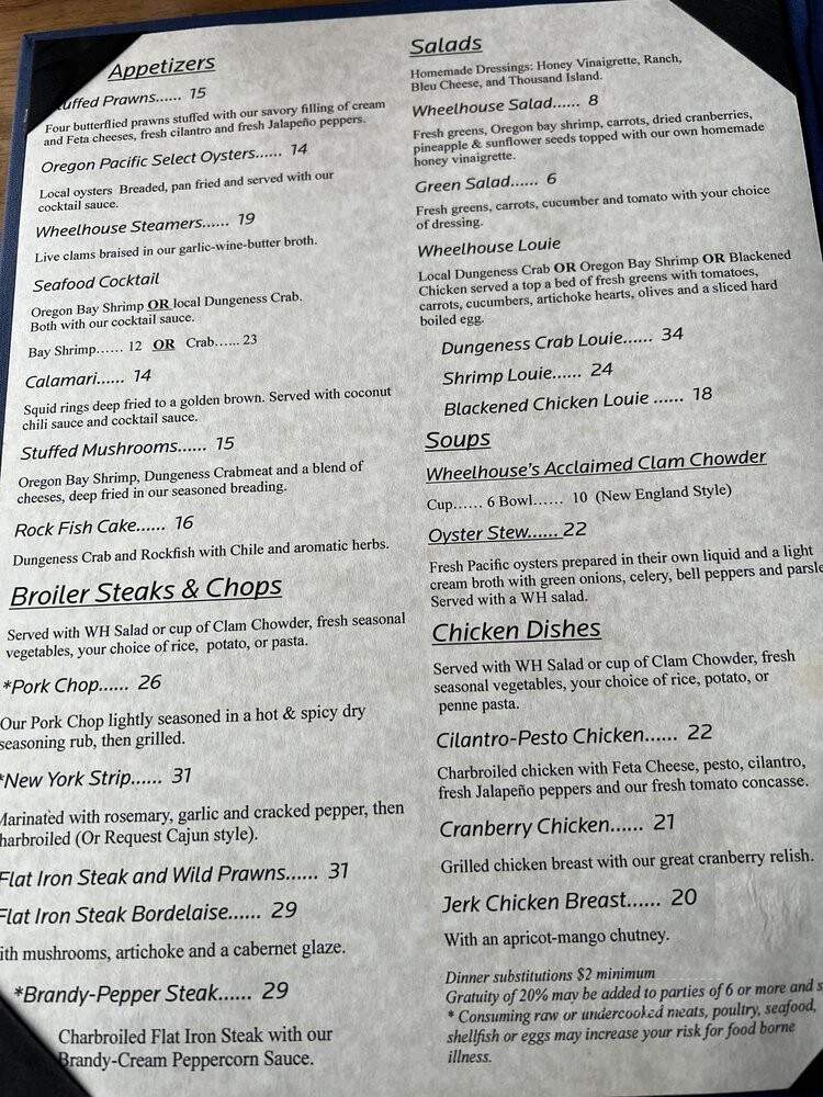 Crowsnest Lounge & Restaurant - Bandon, OR menu_pic