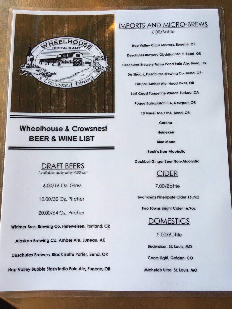 Crowsnest Lounge & Restaurant - Bandon, OR menu_pic