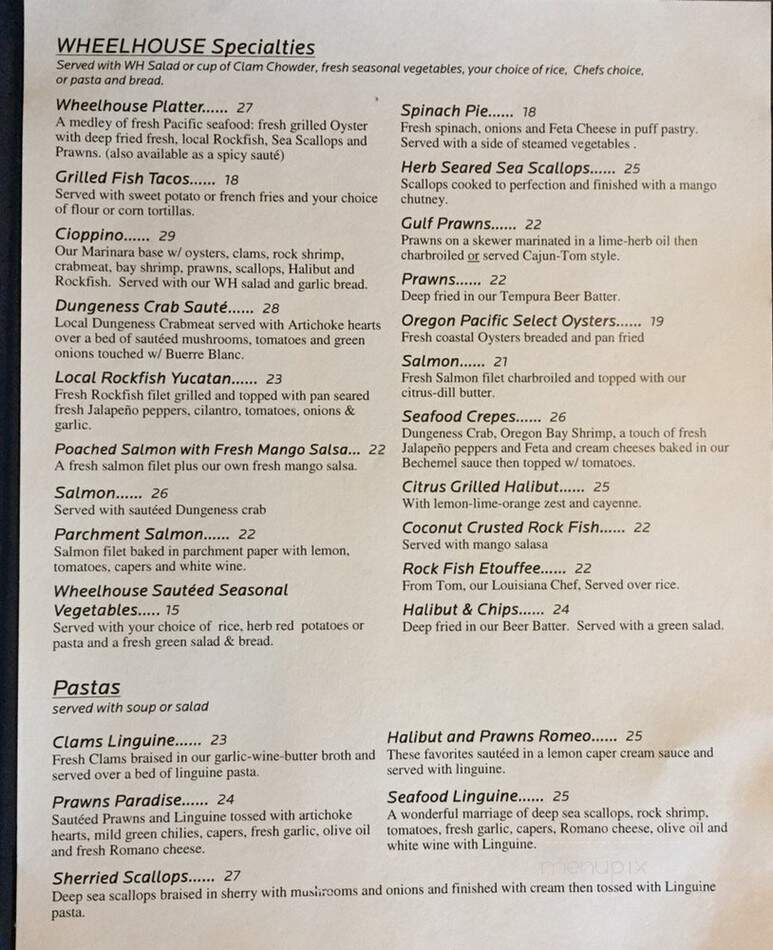 Crowsnest Lounge & Restaurant - Bandon, OR menu_pic