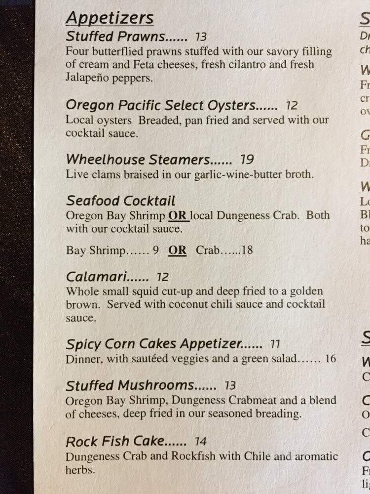 Crowsnest Lounge & Restaurant - Bandon, OR menu_pic